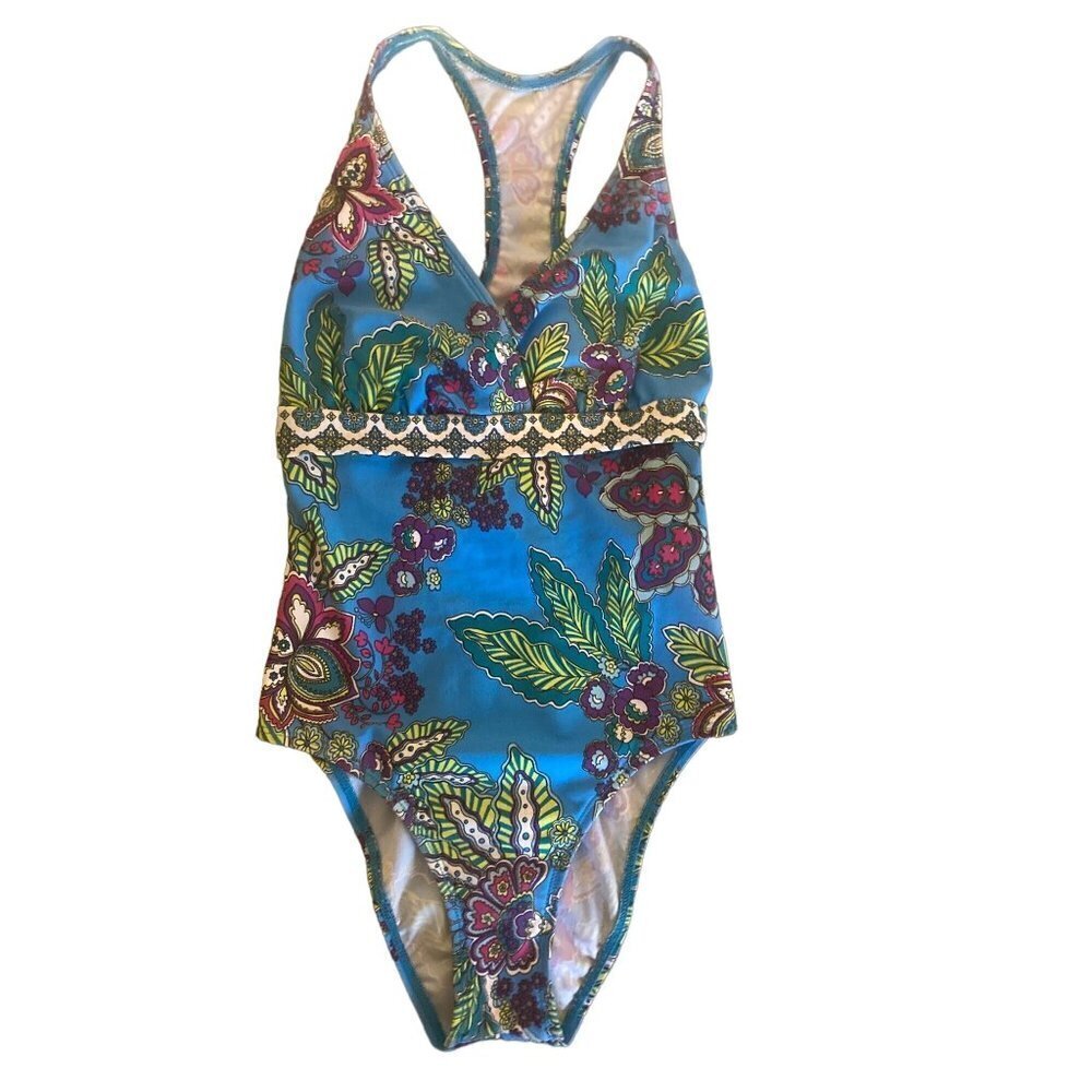 NEXT REM SC Bright Floral Print Bathing 1pc Swim Suit Razor Back Women's Sz 32D